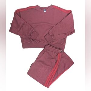 Old navy women's plum stripe track suit matching set M/L